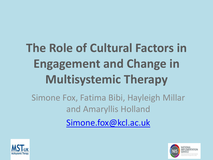 the role of cultural factors in engagement and change in