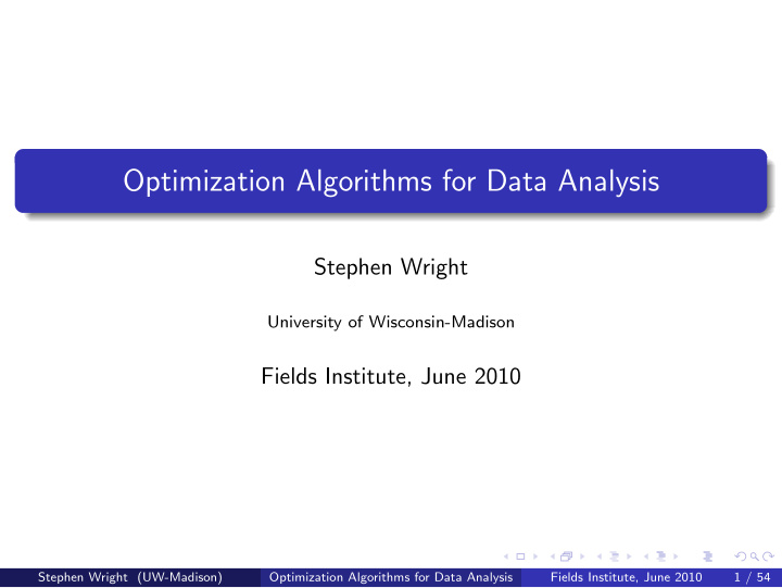 optimization algorithms for data analysis