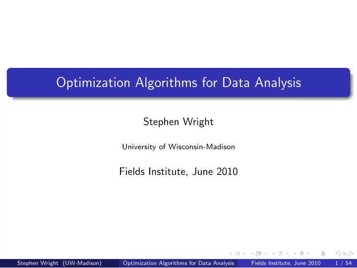 optimization algorithms for data analysis