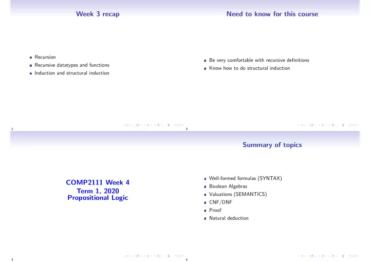 week 3 recap need to know for this course