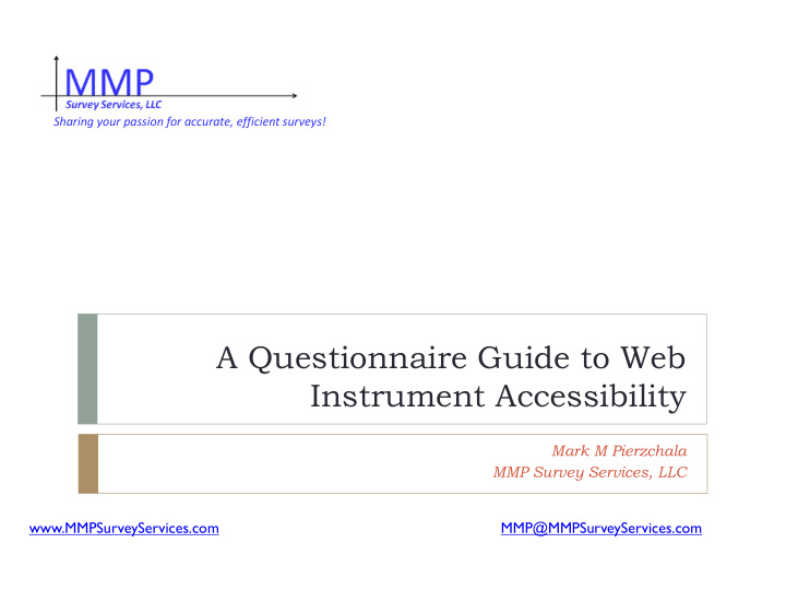 a questionnaire guide to web instrument accessibility