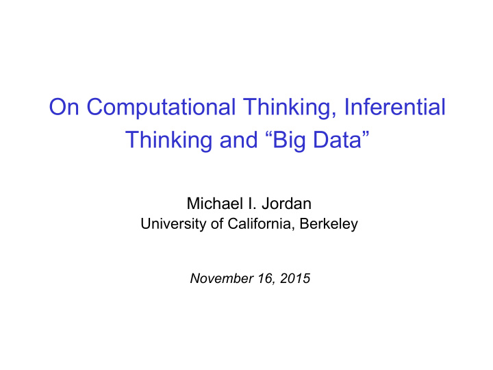 on computational thinking inferential thinking and big