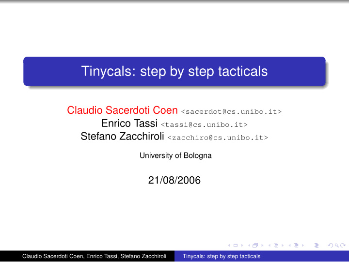 tinycals step by step tacticals