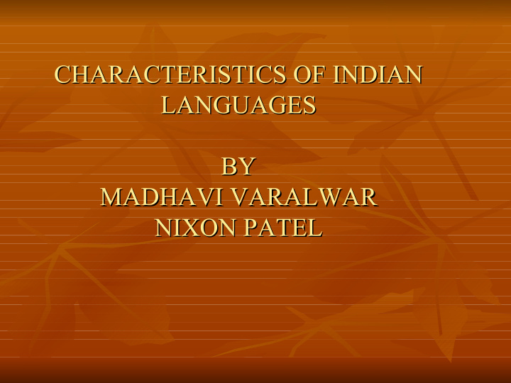 characteristics of indian characteristics of indian