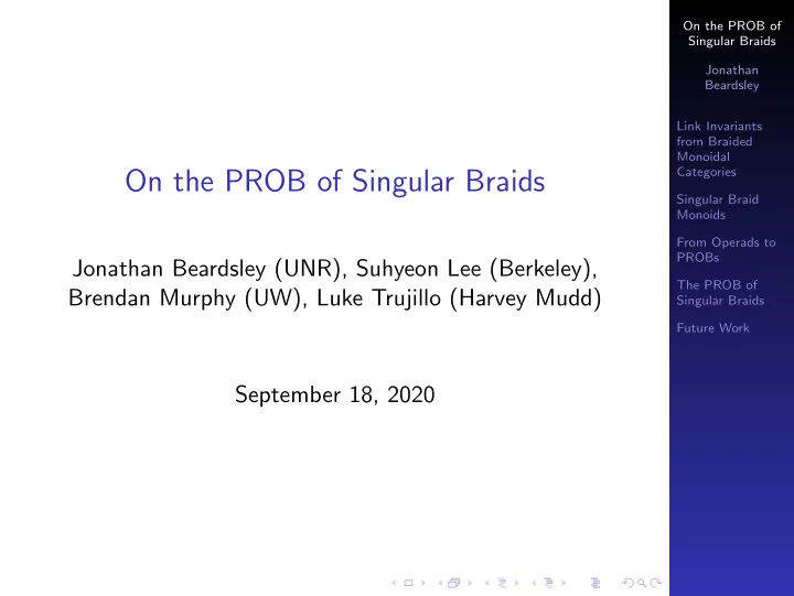 link invariants from braided monoidal on the prob of