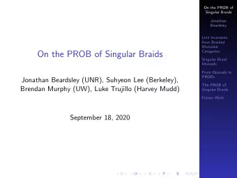 /  Link Invariants  from Braided  Monoidal  On the PROB of Singular Braids  Categories  Singular