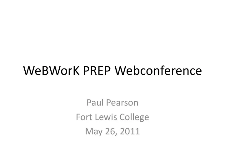 webwork prep webconference