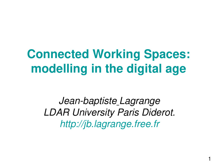 connected working spaces modelling in the digital age