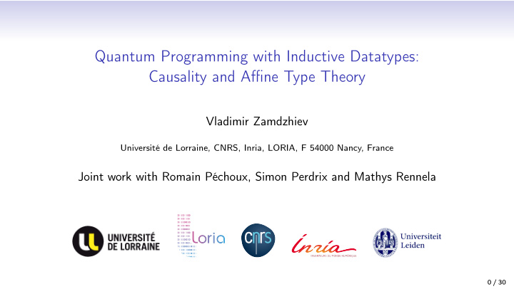 quantum programming with inductive datatypes causality