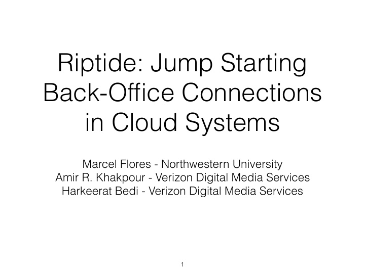 riptide jump starting back office connections in cloud