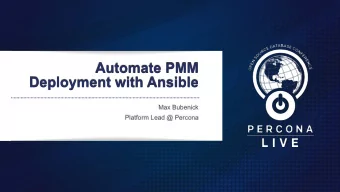 Automate PMM  Deployment with Ansible  Max Bubenick  Platform Lead @ Percona  Who am I?