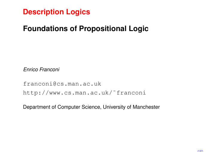 description logics foundations of propositional logic