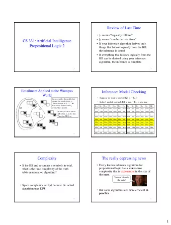 Review of Last Time   |= means logically follows  |- i means can be derived from