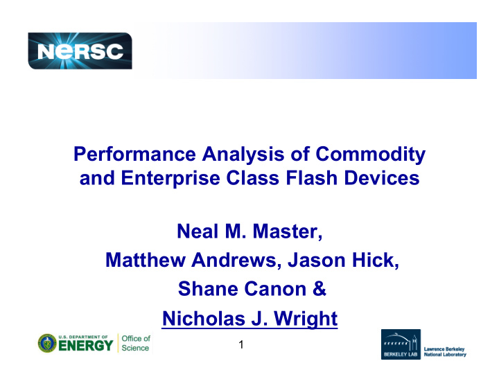 performance analysis of commodity and enterprise class