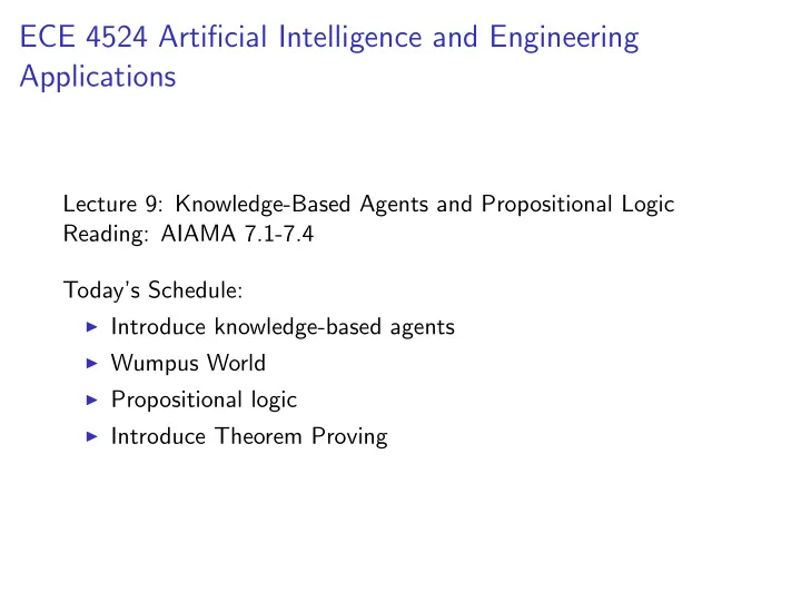 ece 4524 artificial intelligence and engineering