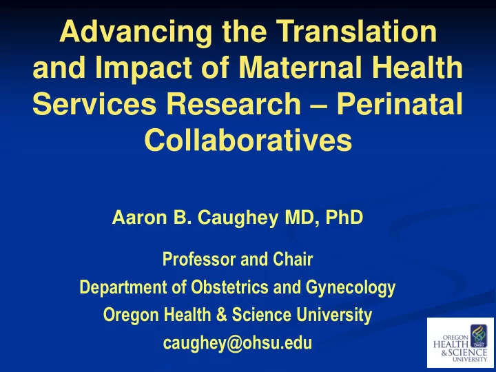 and impact of maternal health