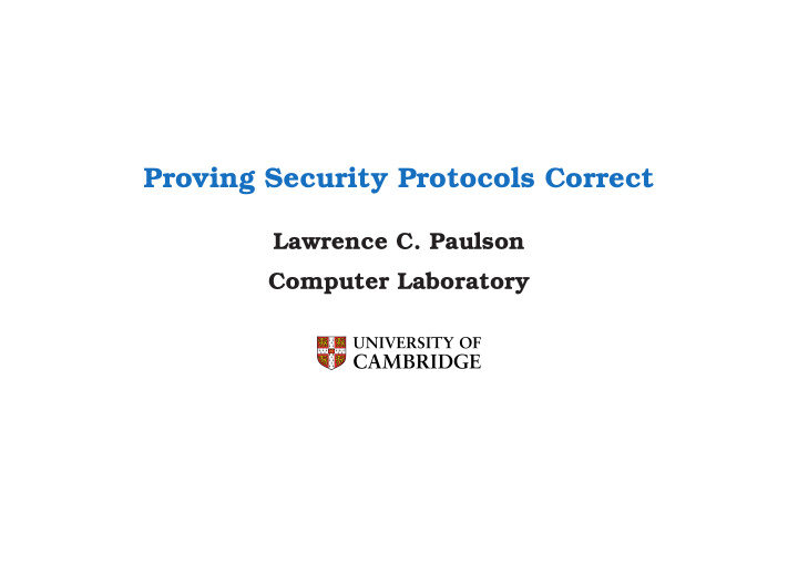 proving security protocols correct