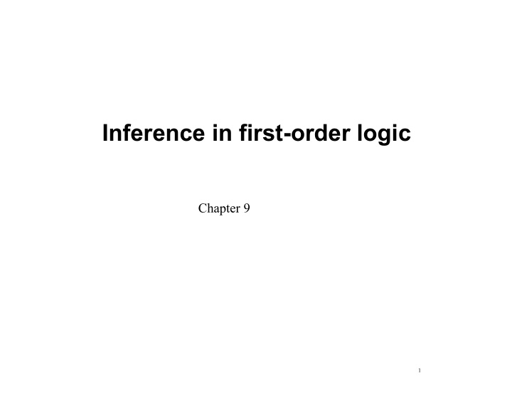 inference in first order logic