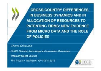 CROSS-COUNTRY DIFFERENCES  IN BUSINESS DYNAMICS AND IN  A  ALLOCATION OF RESOURCES TO  OCATION OF