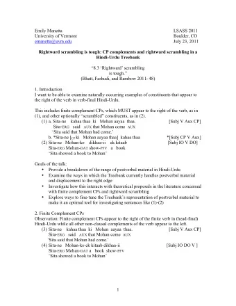 Emily Manetta  LSASS 2011  University of Vermont  Boulder, CO  emanetta@uvm.edu  July 23, 2011