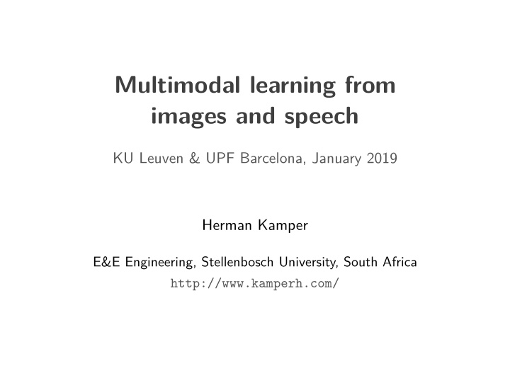 multimodal learning from images and speech