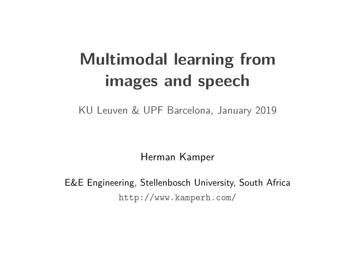 multimodal learning from images and speech