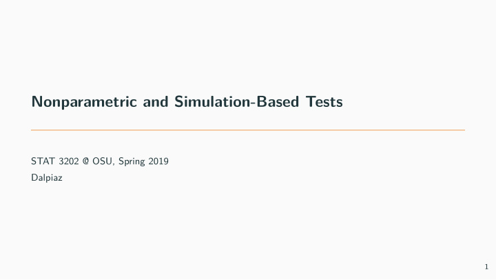 nonparametric and simulation based tests