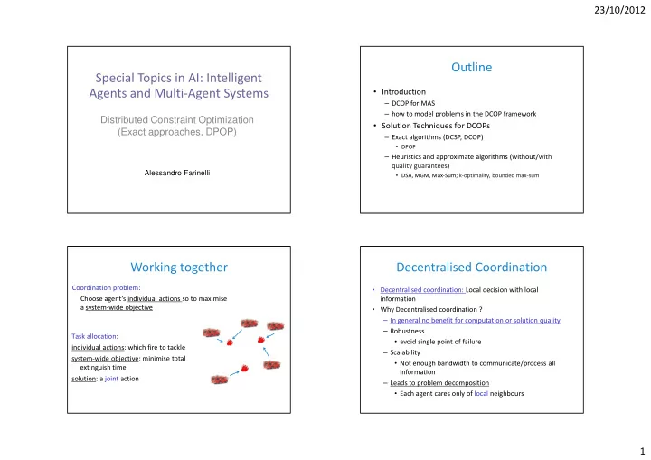 outline special topics in ai intelligent agents and multi