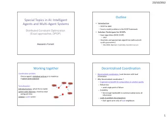 Outline  Special Topics in AI: Intelligent  Agents and Multi-Agent Systems  Introduction