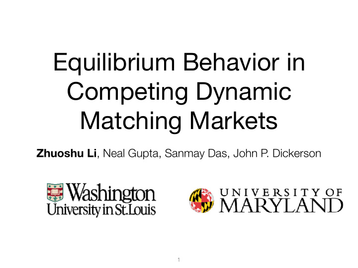 equilibrium behavior in competing dynamic matching markets