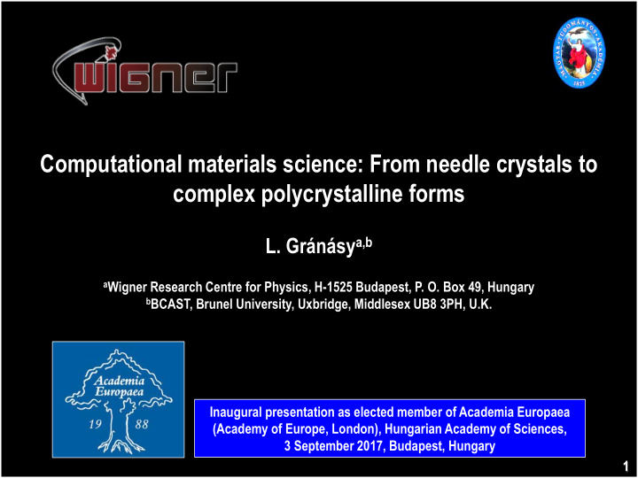 computational materials science from needle crystals to