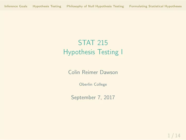 stat 215 hypothesis testing i