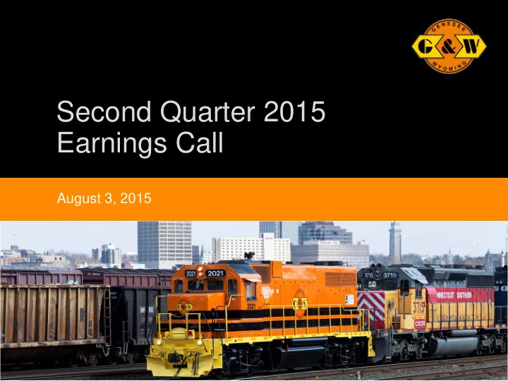 second quarter 2015 earnings call
