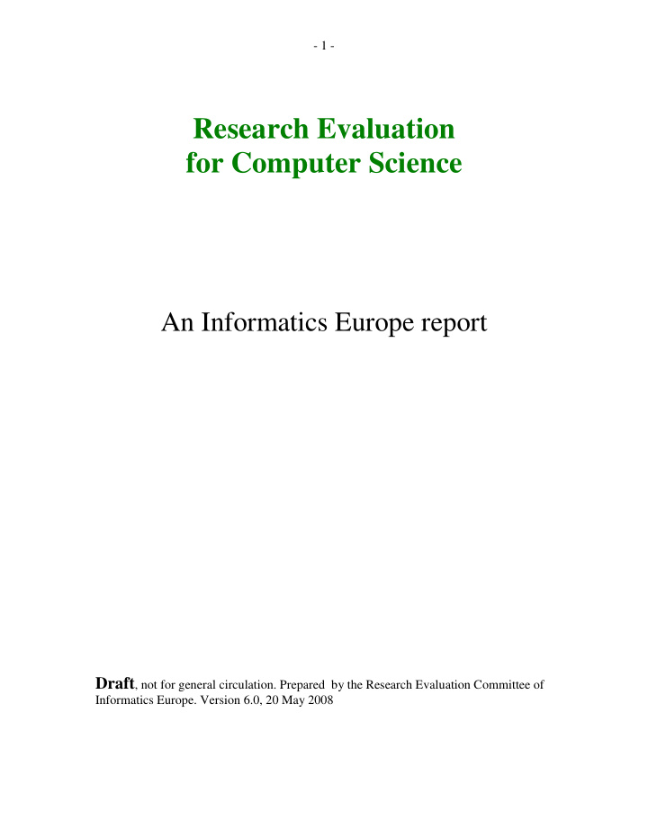research evaluation for computer science
