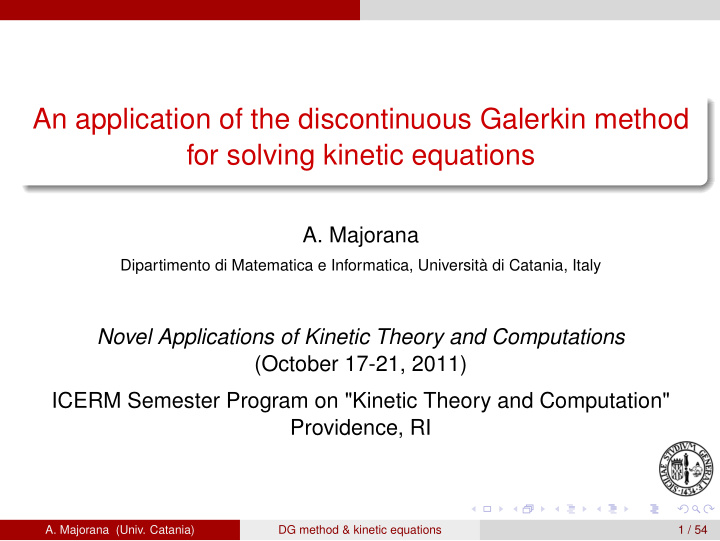 an application of the discontinuous galerkin method for