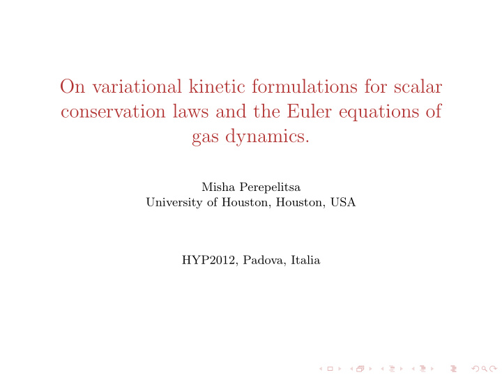 on variational kinetic formulations for scalar