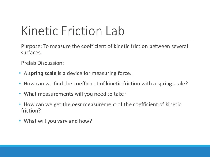 kinetic friction lab