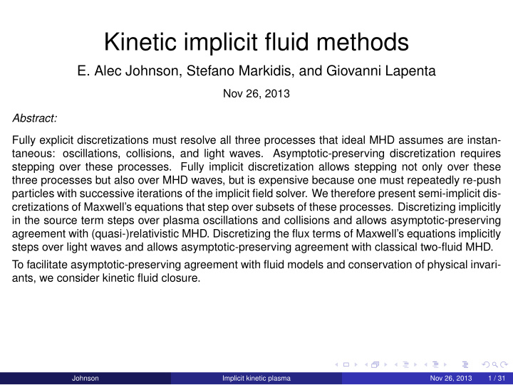 kinetic implicit fluid methods