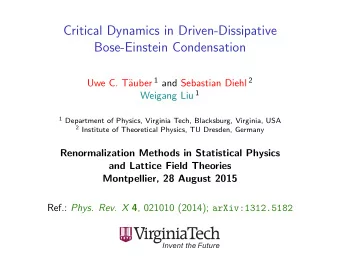 Critical Dynamics in Driven-Dissipative  Bose-Einstein Condensation auber 1 and Sebastian Diehl 2
