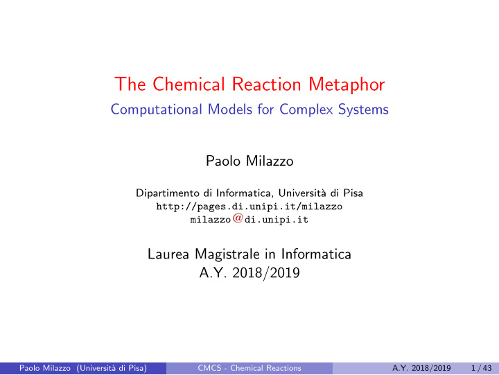 the chemical reaction metaphor