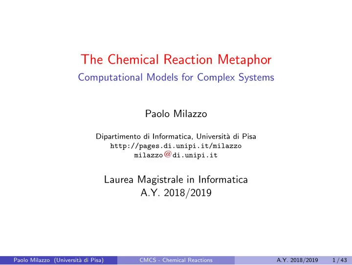the chemical reaction metaphor