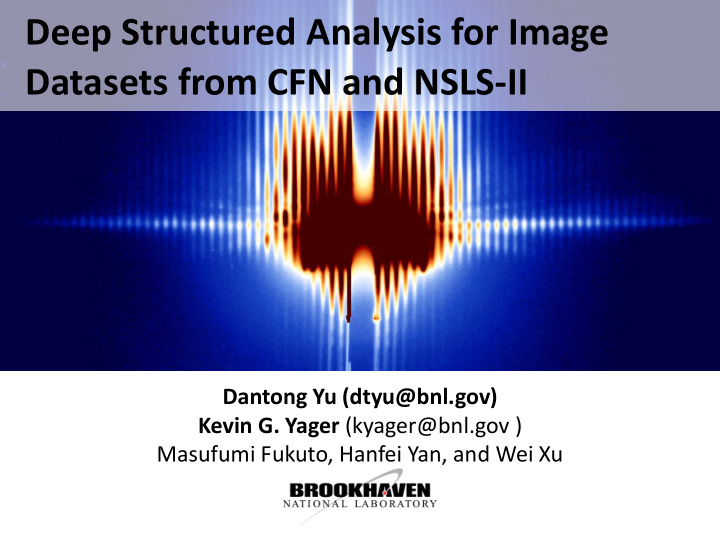 deep structured analysis for image datasets from cfn and