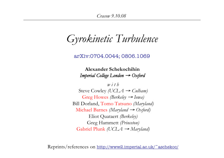 gyrokinetic turbulence