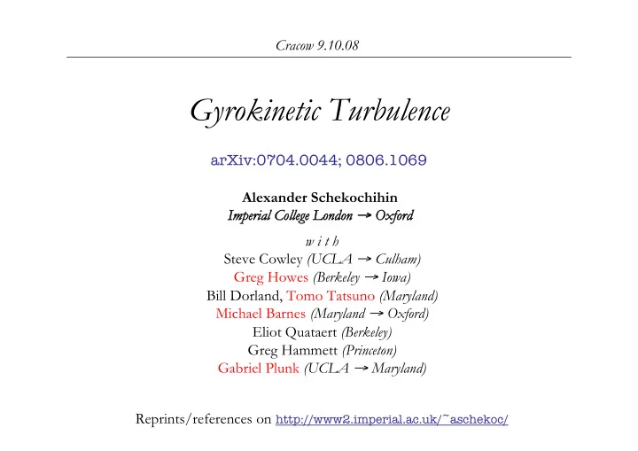 gyrokinetic turbulence