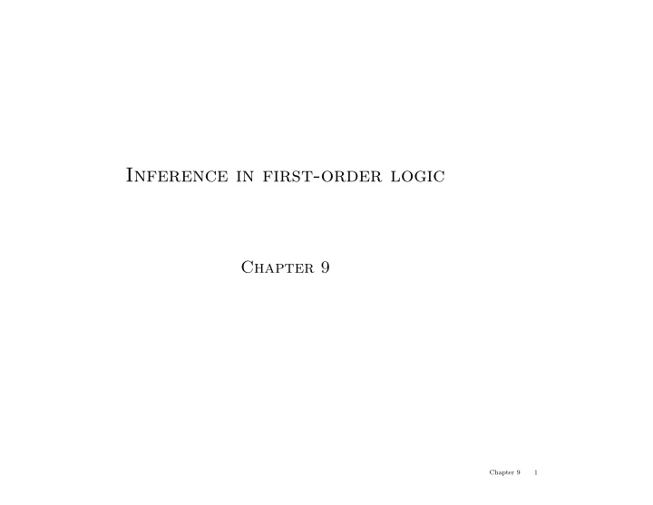 inference in first order logic