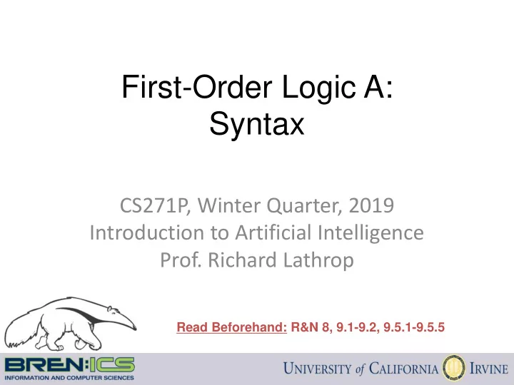 first order logic a syntax