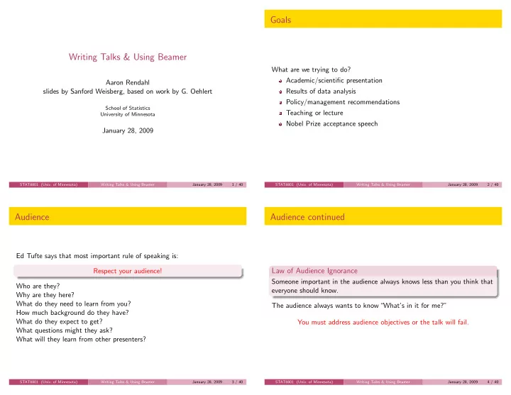 goals writing talks using beamer