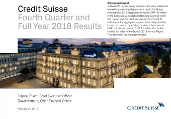 Full Year 2018 Results  losses not covered by existing provisions from zero to  CHF 1.5 billion to