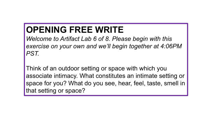 opening free write