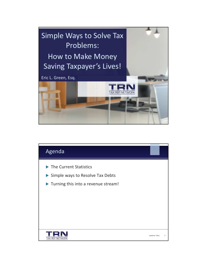 simple ways to solve tax problems how to make money